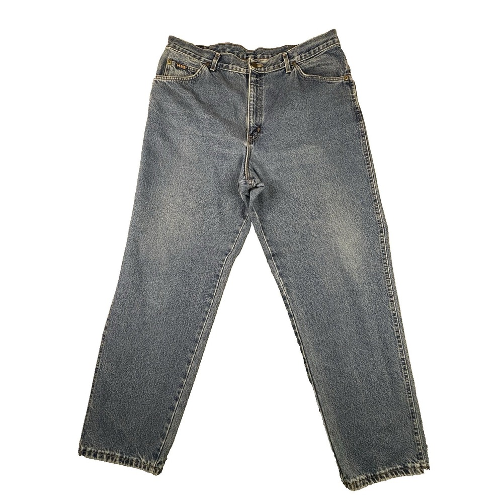 VTG H.I.S Men's 38x30.5 Blue 90s Relaxed Straight Leg Medium Wash Jeans SEE DESC